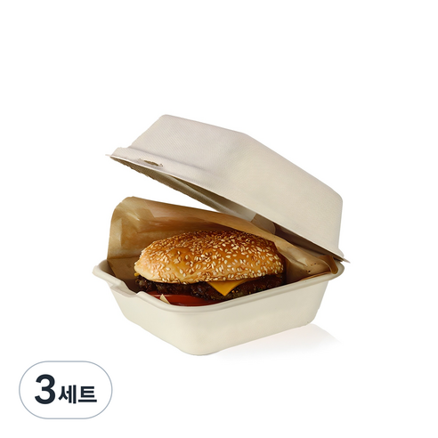 테이크아웃패키지 B003 펄프용기 네이쳐 크라프트색상, 50개입, 3세트