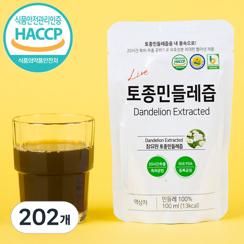 참유원 토종 흰민들레즙 101포 - 대용량 단독구성 / 국내산 원료 100%, 100ml, 202개
