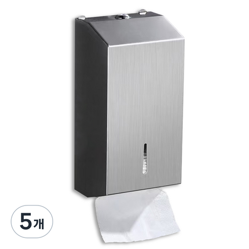 코지티 스텐 벽걸이 냅킨케이스 냅킨 디스펜서 업소용 무광, 실버, 5개