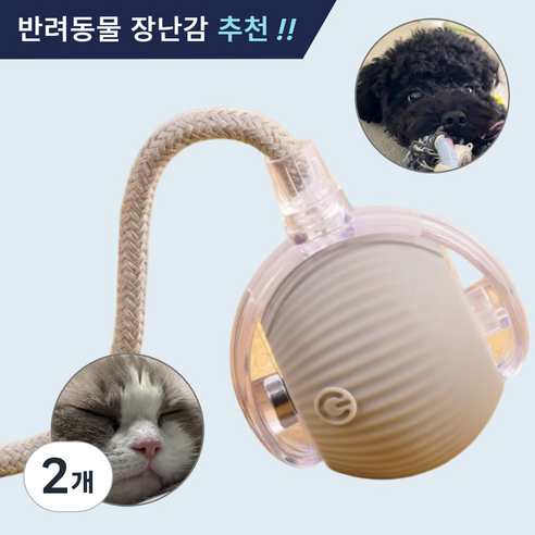 제이셀르 자동으로 움직이는 반려동물 장난감 강아지 자동 공놀이 장난감, 그레이, 2개