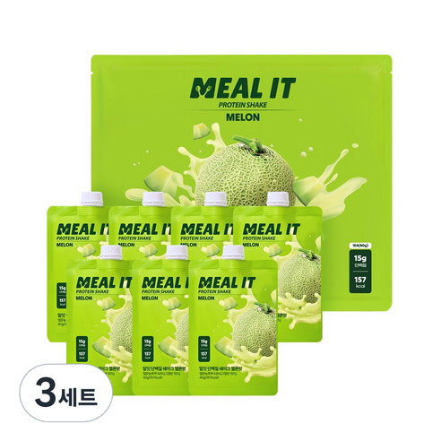 밀잇 식단관리 포켓형 단백질 쉐이크 멜론맛, 3세트, 280g