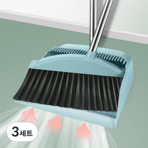 가려거든 깔끔청소 빗자루 쓰레받기 세트, 그린 (빗자루+쓰레받기), 3세트