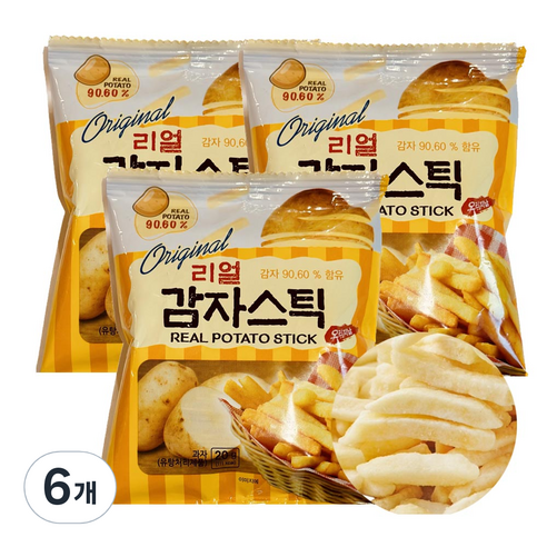 오리지널 리얼 감자스틱 감자 90.60% 함유, 6개, 20g