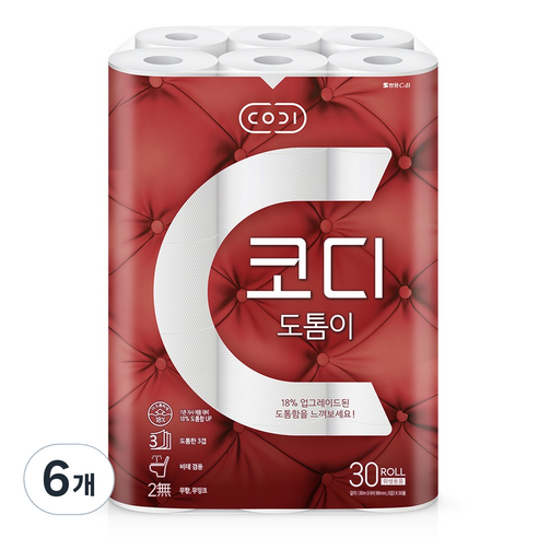 코디 도톰이 화장지, 6개, 30롤, 30m