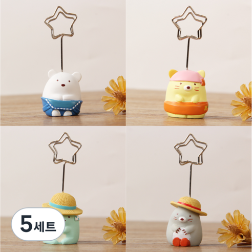 사무실 책상 메모 꽂이 메시지 홀더 귀여운 동물 세트, 메모 꽂이 캐릭터 4종, 5세트, 1개