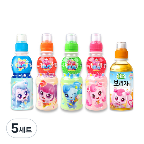 캐치티니핑 페트 음료 5종 밀크맛+사과맛+딸기맛+복숭아맛+보리차, 5세트, 200ml