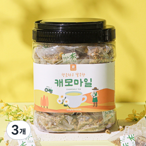 [미세플라스틱 없는 생분해필터] 미담식품 캐모마일 차 삼각티백, 3개, 100개입, 1g