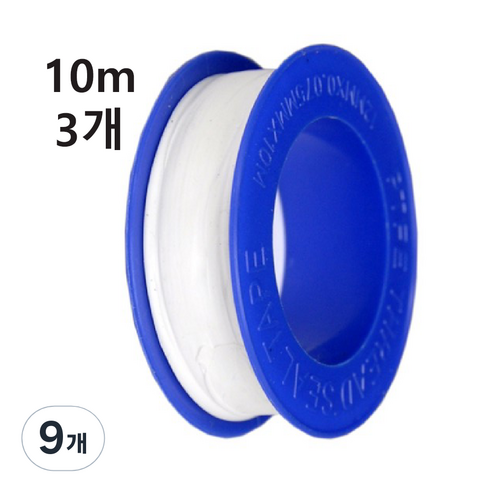 바이트 수도관 테프론 테이프, 12mm x 10m, 9개