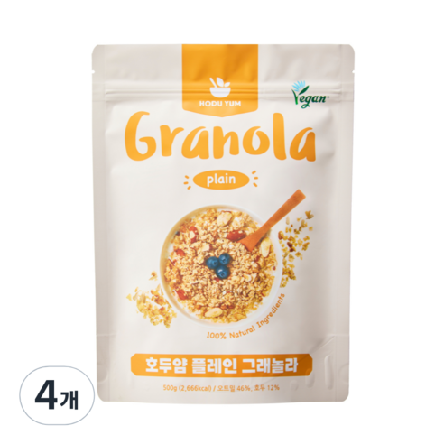 호두얌 수제 그래놀라 플레인, 4개, 500g