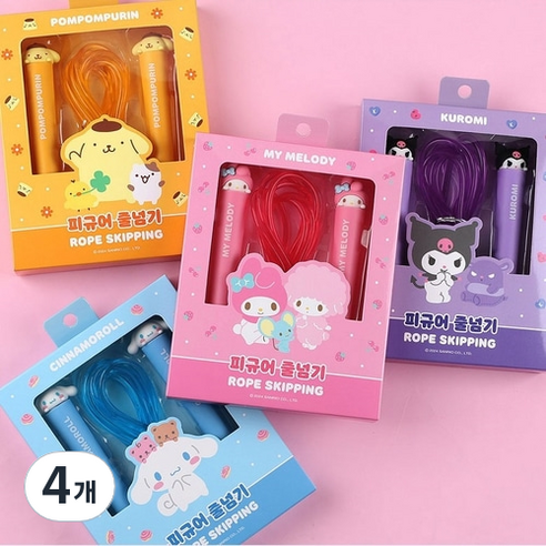 산리오 캐릭터즈 피규어 줄넘기, 핑크, 4개
