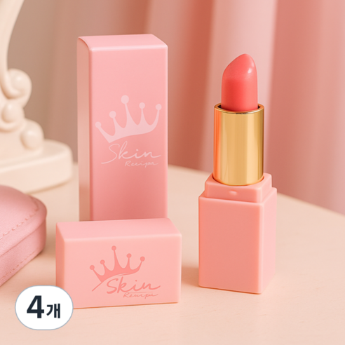 미니레시피 스킨레시피 공주립밤 립틴트 키즈 어린이 유아 립밤, 4개, 1.6g, 베리향