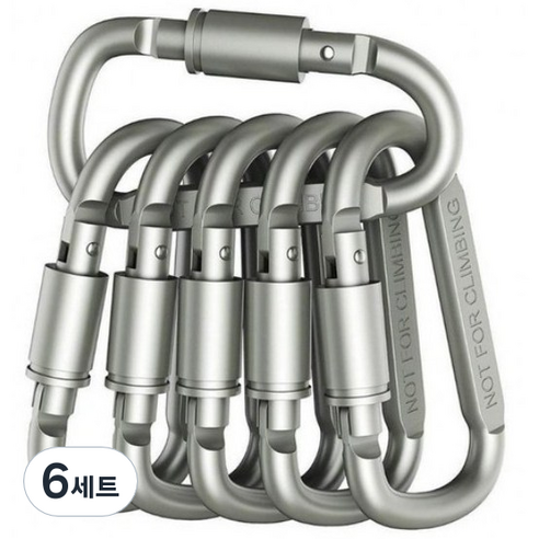 트렌디포 8cm D형 메탈 잠금 카라비너 고강도 다목적 캠핑비너, 그레이 10개, 6개