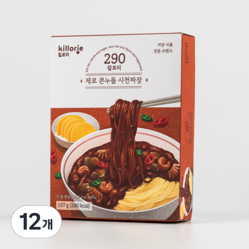 저칼로리 저당 제로콘누들 다이어트 사천 짜장 라면, 12개