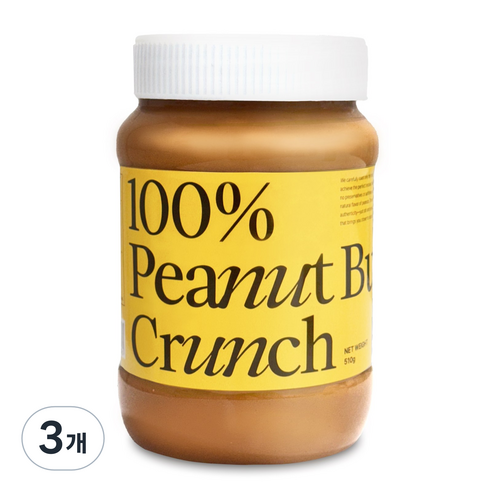 윌리스 100% 땅콩버터 크런치, 3개, 510g