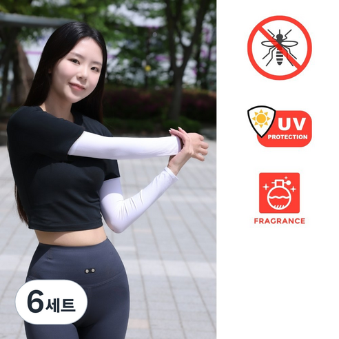 [윅스 기능성 쿨토시] 벌레퇴치 자외선차단 여름 냉감 고탄력 완벽 통풍, 6세트, 화이트 3매