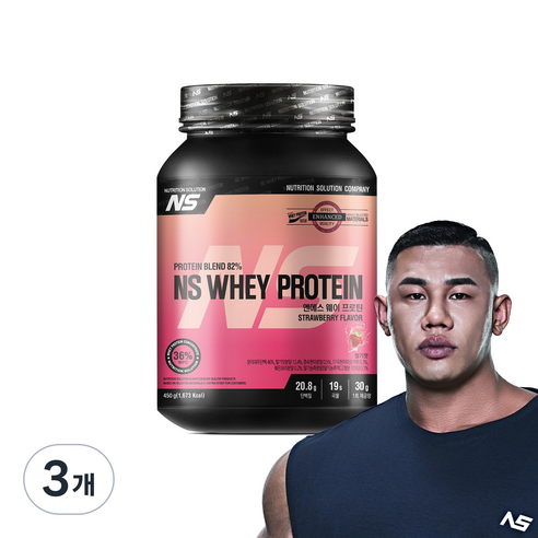 NS 웨이 프로틴 딸기맛 헬스보충제 단백질보충제, 3개, 450g