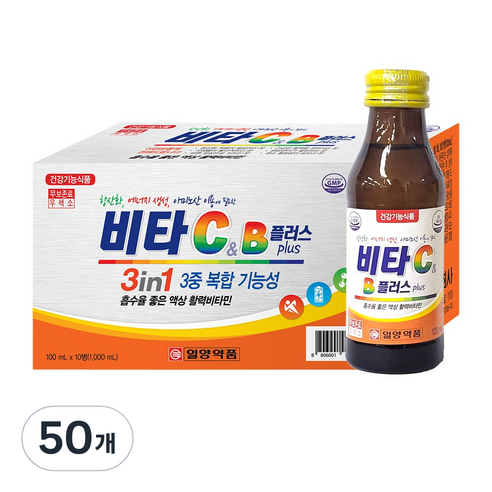일양약품 비타C&B 플러스 건강기능식품 비타민음료, 100ml, 50개