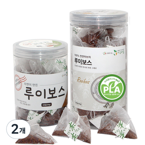지구마을 옥수수전분 생분해필터 PLA 삼각티백 루이보스 허브티백차, 2개, 30개입