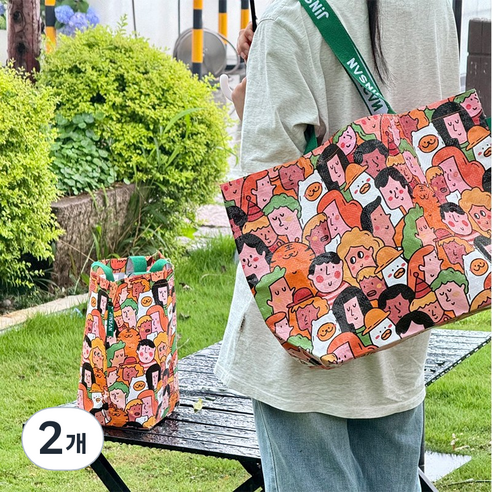 XFD 방수 가벼운가방 빅쇼핑백 대용량 빅쇼핑백 숄더백 장바구니 54cm5cm, 2개, 캐릭터
