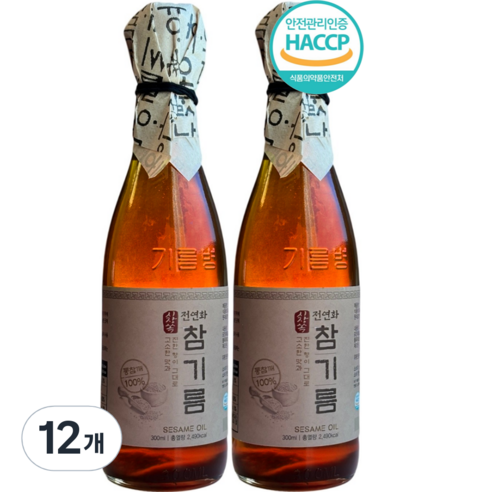 시장쏙 전연화 참기름, 12개, 300ml