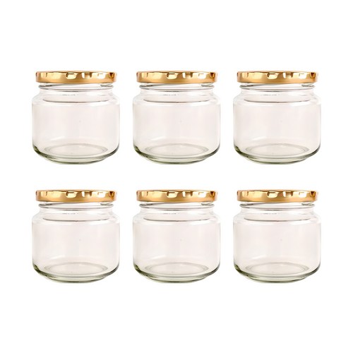 테크팩 낮은 원형 유리병, 6개, 원형 250ml