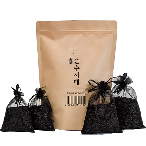 순수시대 활성탄 실내 탈취제 본품 + 망사주머니 4개, 500g, 1세트