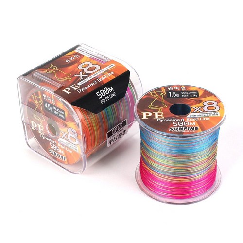 썬파인 5색 8합사 낚시줄 500m, 혼합색상, 1개