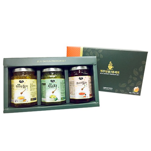 제주담움 명차 3종 선물세트, 한라봉꿀차 250g + 청귤차 250g + 오미자꿀차 250g, 1세트 - 차 선물세트 추천