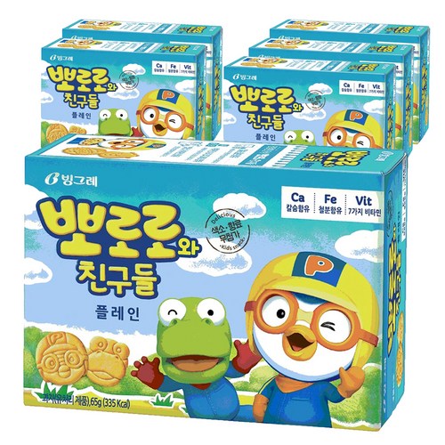 빙그레 뽀로로와친구들 플레인 크래커, 65g, 6개