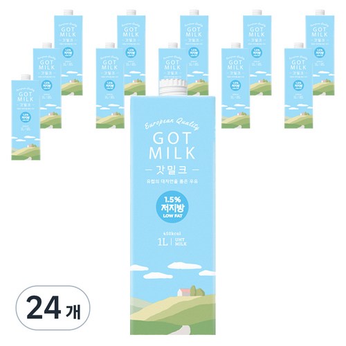 갓밀크 저지방 1.5% 멸균우유, 1L, 24개