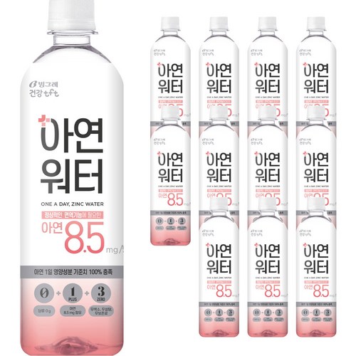 빙그레 아연워터 복숭아맛, 12개, 500ml - 이온음료 추천