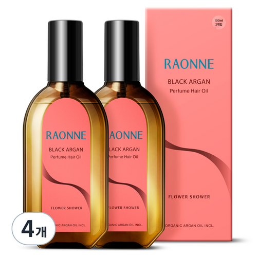 라온느 블랙 아르간 퍼퓸 오일 에센스 플라워 샤워, 100ml, 4개