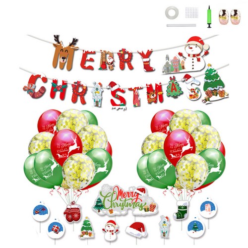 미니띠네 크리스마스 풀 파티 그린 레인보우 컨페티 홈파티 세트, 혼합색상, 1세트