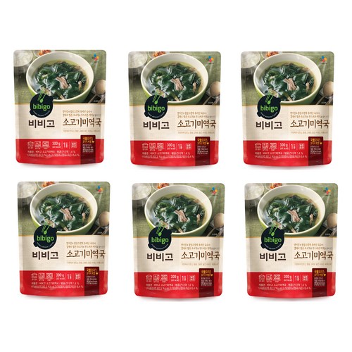 비비고 소고기 미역국, 300g, 6개