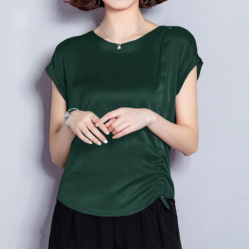 아뗄릭 빅사이즈 셔링 라운디 캡소매 블라우스 00976