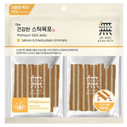 무마진 강아지 더건강한 스틱육포, 400g, 1개, 혼합맛(연어/황태)