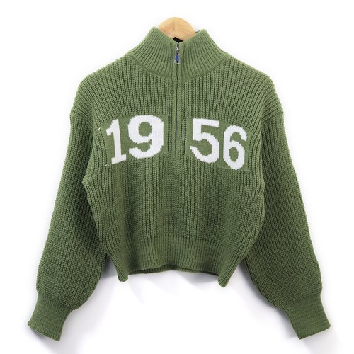 라라온 여성용 포근한 빅 카라 긴팔 반집업 니트 TSP1463