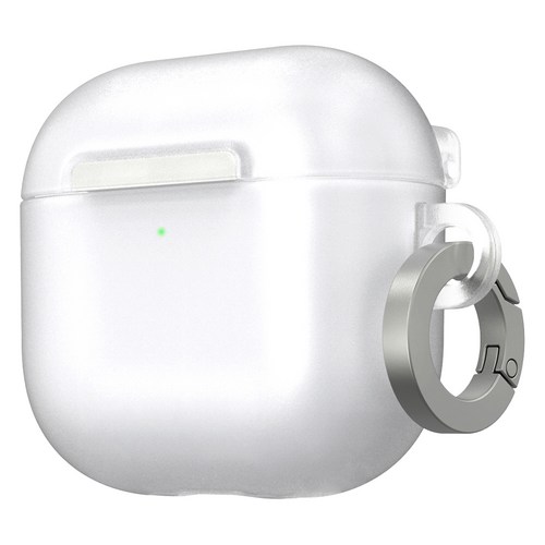 아라리 무선 이어폰 변색방지 투명 슬림 PC 누킨 케이스 + 카라비너 세트, 에어팟4, 클리어메트
