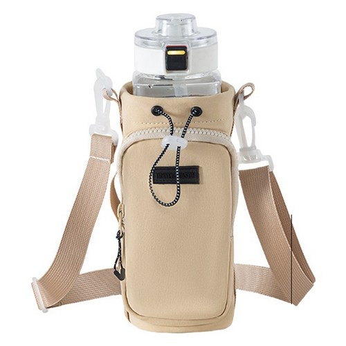 위드웨일 텀블러 파우치 크로스 가방, 베이지, 1개