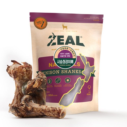 질 ZEAL 뉴질랜드산 강아지 수제간식 덴탈케어, 사슴정강이뼈, 300g, 1개