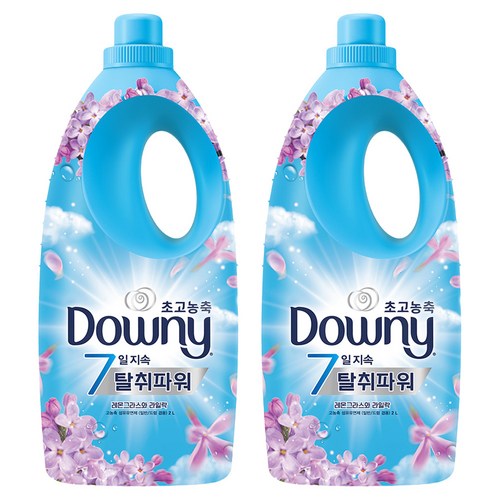 다우니 초고농축 7일지속 탈취파워 섬유유연제 레몬그라스와 라일락 본품, 2L, 2개