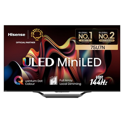 Hisense 4K UHD Mini LED 스마트TV, 191cm(75인치), 75U7N, 벽걸이형, 방문설치