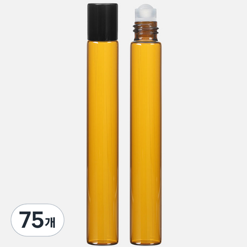 롤온 향수 용기 10ml, 블랙(캡) + 브라운(용기), 75개
