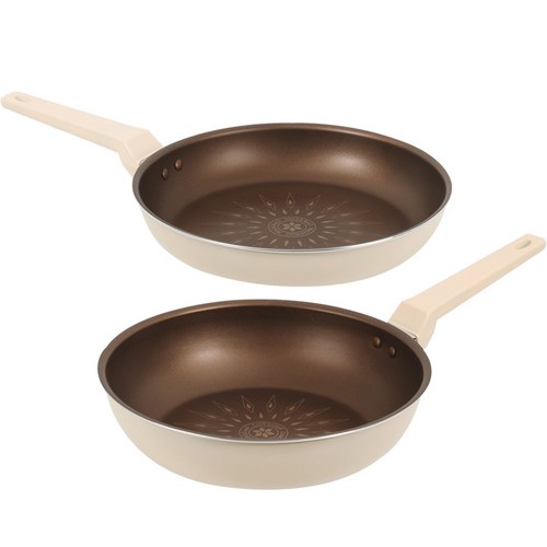 쿡앤쿡 인덕션 베로나 프라이팬 세트 2개, 베이지, 프라이팬 28cm + 웍 28cm, 1세트