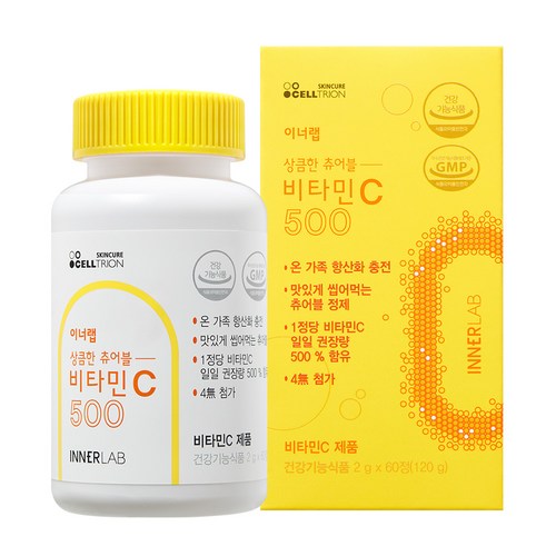 셀트리온 이너랩 상큼한 츄어블 비타민C 500 오렌지맛 120g, 1개, 60정 - 셀트리온 추천