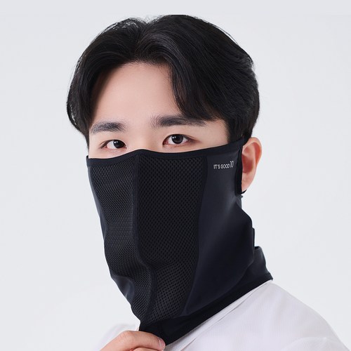 이츠굿텐 자외선 차단 쿨 골프 마스크 효성 aqua-x 원단 사용 숨쉬기 편한 새부리 I형 패션 마스크 FREE