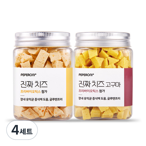 페페로니 강아지 진짜 치즈 간식 2종 세트, 치즈, 치즈 + 고구마 혼합맛, 4세트