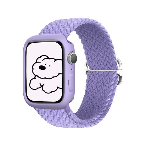 케이안 브레이드 솔로 루프 니트 밴드 스마트워치 스트랩 45mm, 블루베리