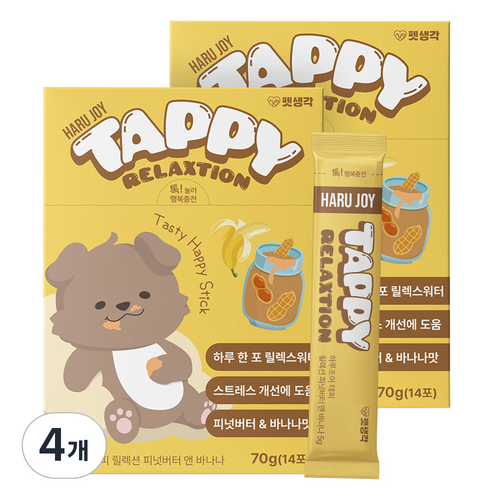 펫생각 강아지 테피 영양제 피넛버터 앤 바나나, 스트레스완화/안정/집중력관리, 70g, 4개
