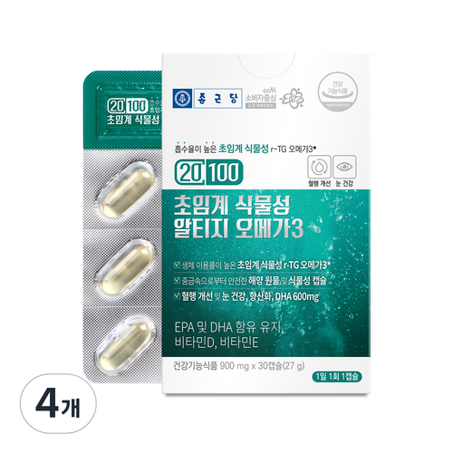 종근당 20100 초임계 식물성 알티지 오메가3 27g, 30정, 4개